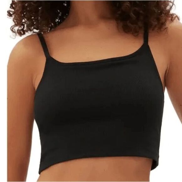 Lot of 2 GapBody NWT size XL Black Cotton Rib bralettes - 1 racerback/ 1 Cami to - Picture 2 of 9